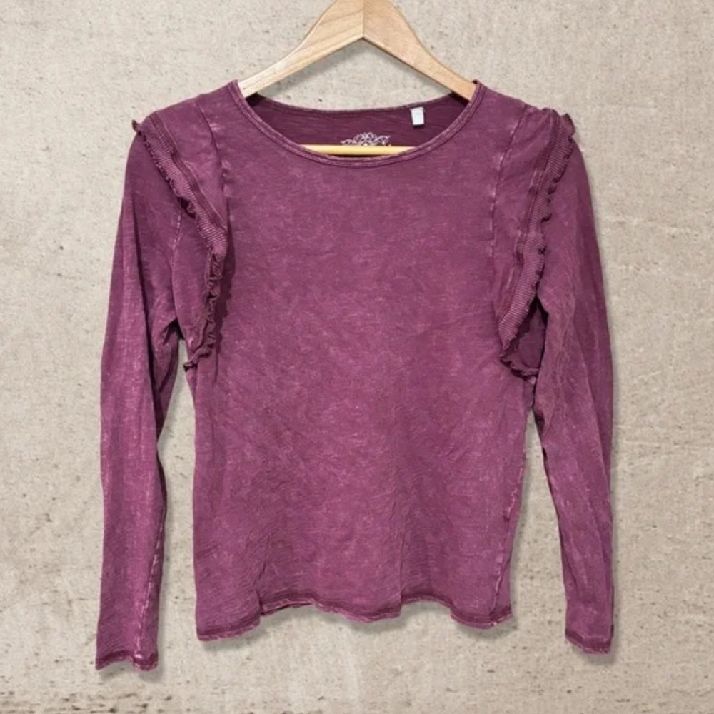Panhandle Slim Ruffled Purple Long Sleeve Blouse